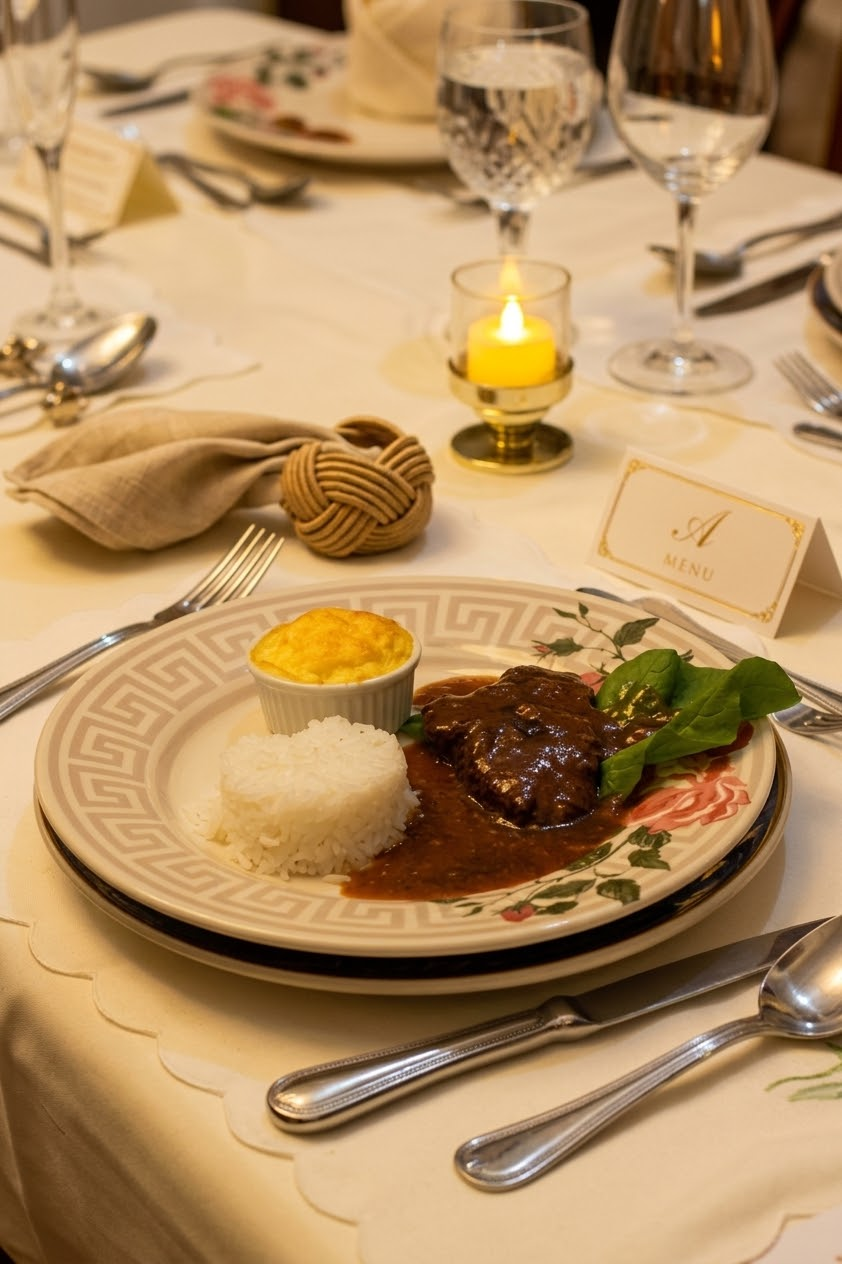 Prato servido em uma mesa elegante